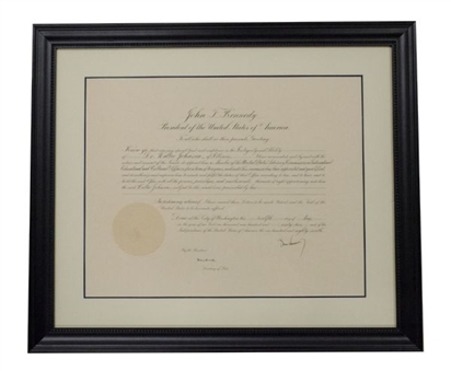 John F. Kennedy Signed Very Large Framed Presidential Appointment Document